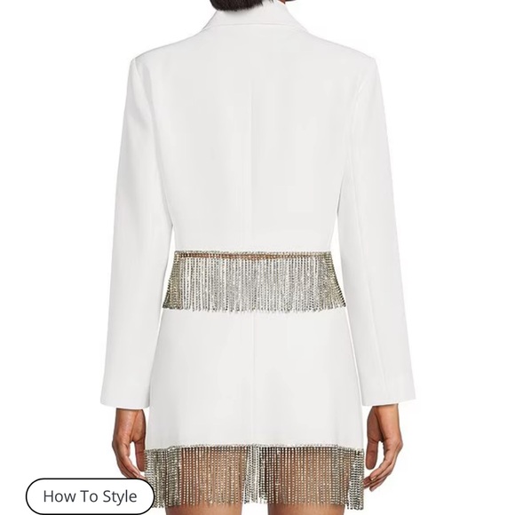 Gianni Bini Anya Rhinestone Fringe Point Collar Long Sleeve Coordinating Jacket - Picture 2 of 5